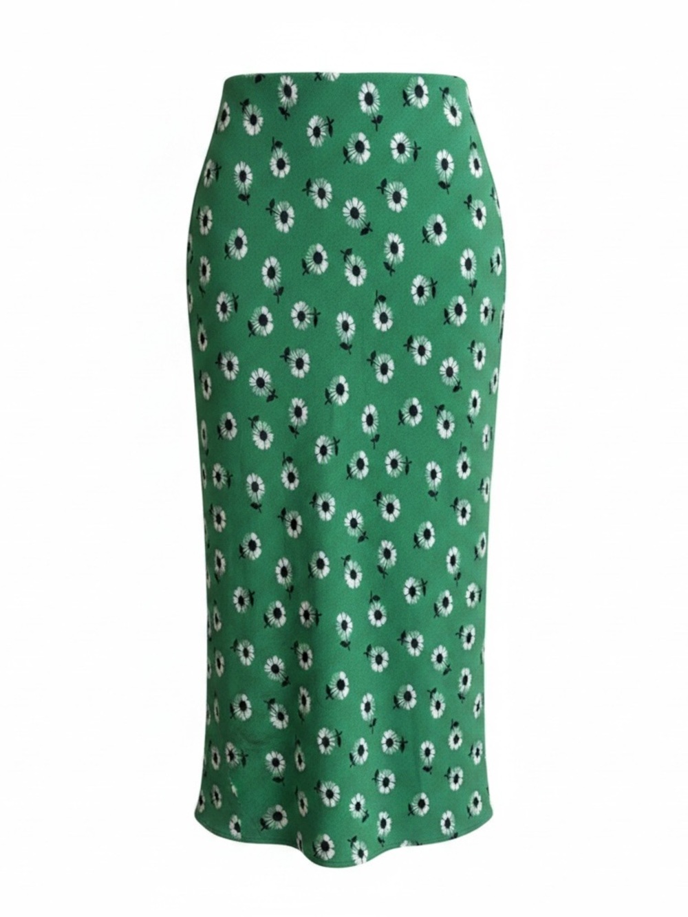 Halogen Green Daisy-Print Midi Skirt